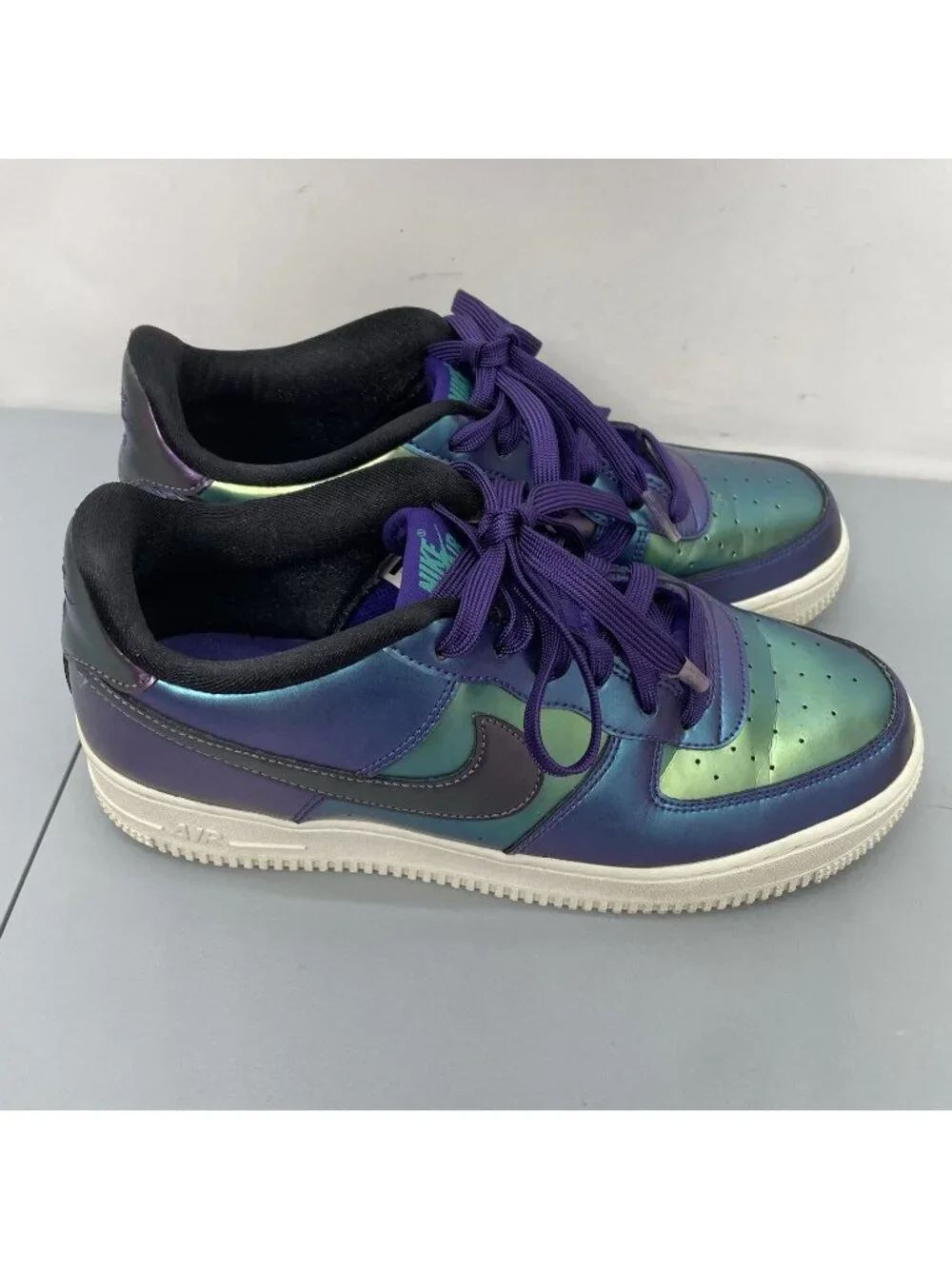 Nike AF1 Air Force 1 Low LV8 GS Sneakers Athletic Purple Neptune Green Kids 7